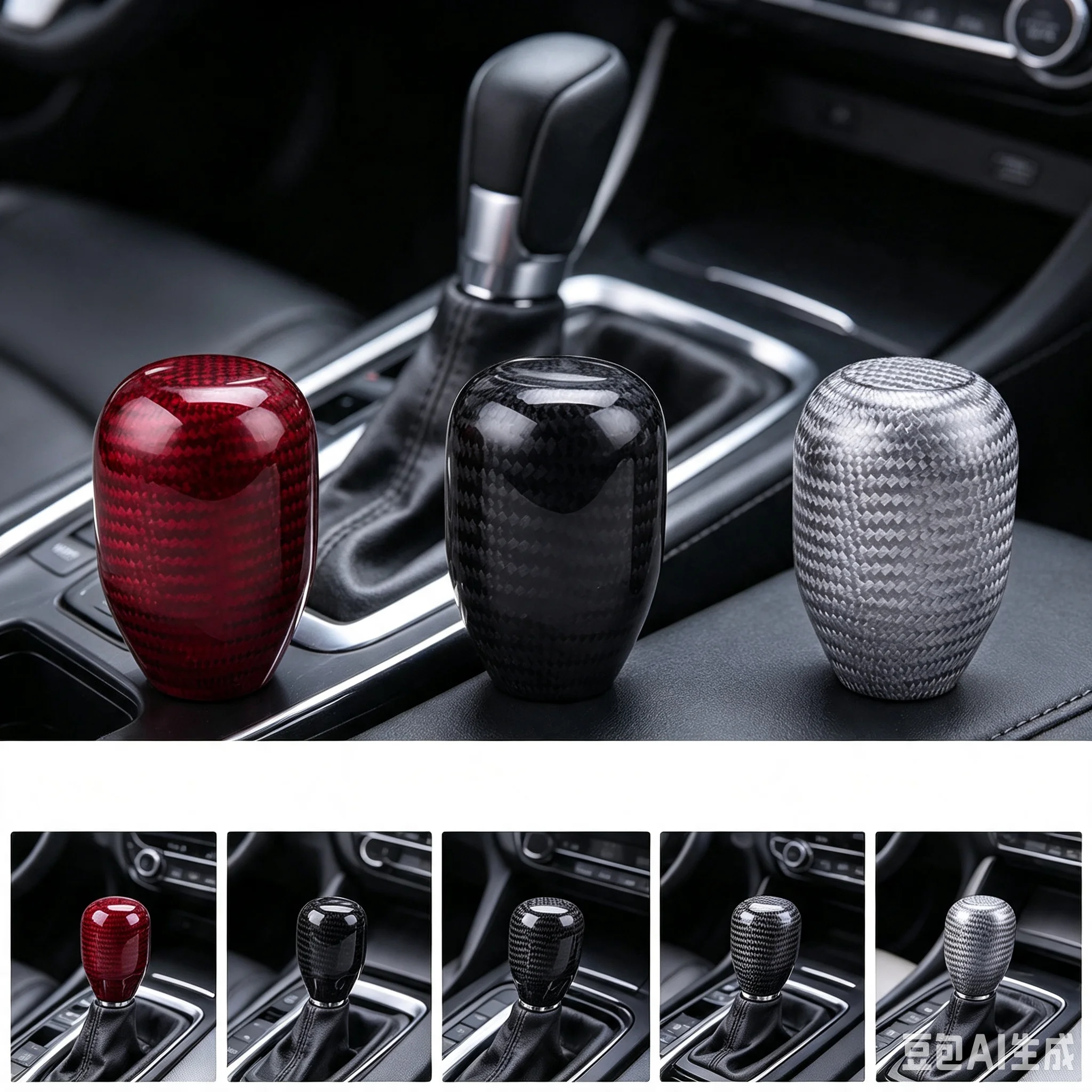 3 Colors Car Carbon Fiber Gear Shift Knob Automatic Manual Transmission Head Stick Shifter Gearstick Handle Lever AT MT