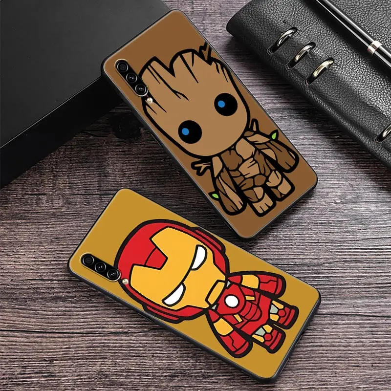 Phone Case For Samsung Galaxy A7 A8 A9 2018 A30 A30S A50S A20 A70 A10 Note 9 10 20 Ultra Back Cover Cartoon Marvel Groot Ironman