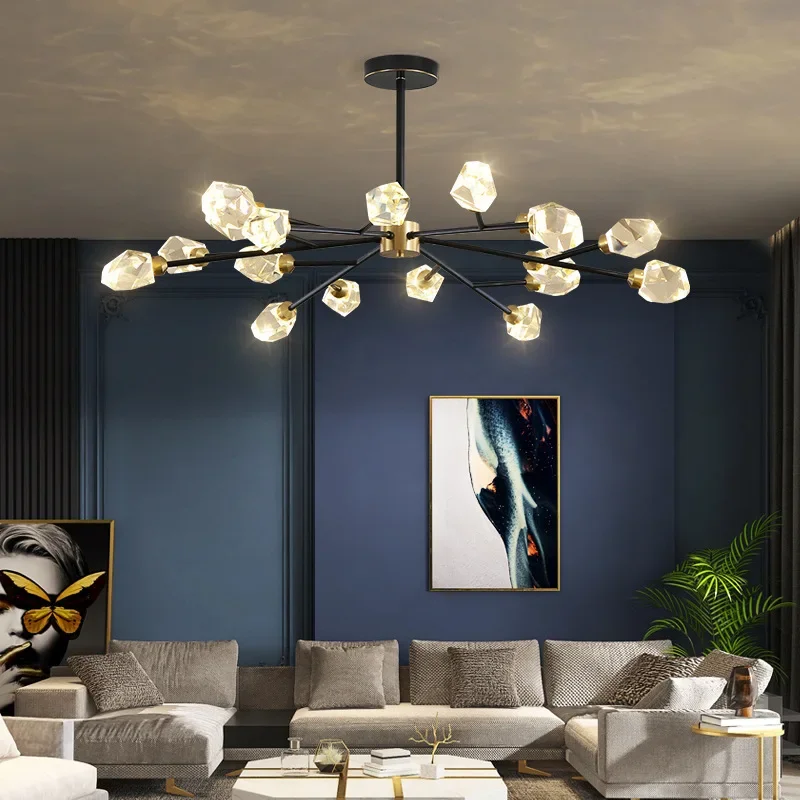 Modern Luxury Crystal LED Chandeliersfor Living Dining Room Bedroom Pendant Lamp Home Decor Prism Lighting
