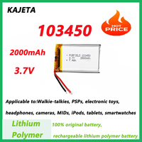 KAJETA new 103450 3.7V 2000mAh rechargeable polymer battery, high power output, suitable for laptops,shavers, LED lights, etc.