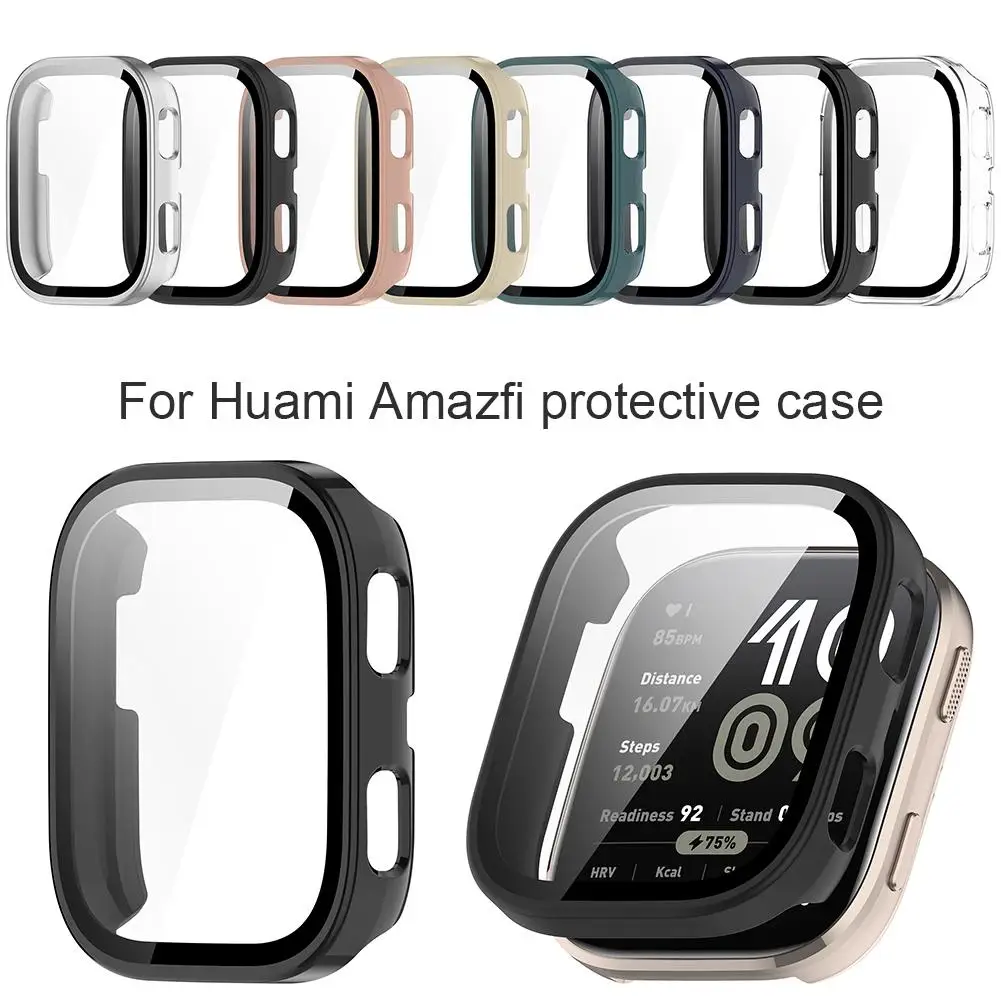 Glas + Hülle für Amazfit Bip 6, gehärtetes Glas, Displayschutzfolie und harter PC-Schutzstoßstange für Amazfit Bip6, Zubehör J8I4