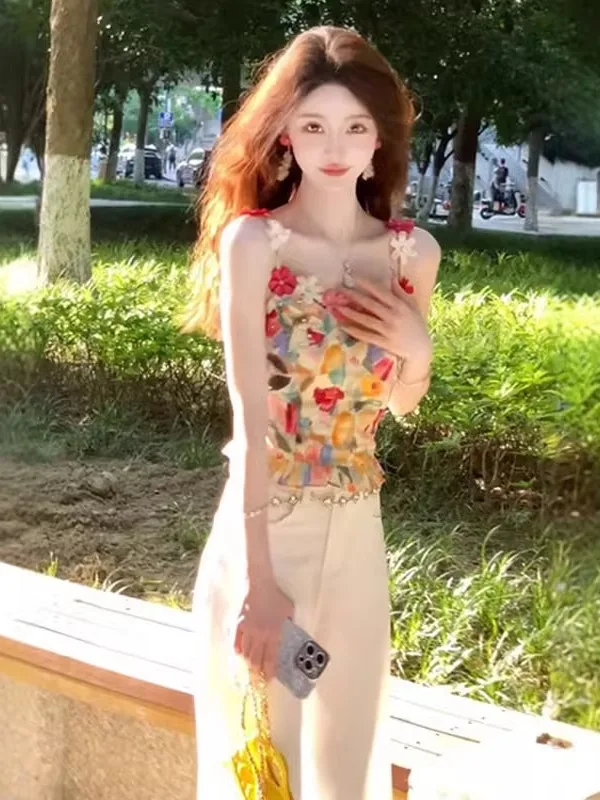 

Летний топ Gentle Breeze с уникальным красивым цветочным принтом, женский, приталенный, для повседневной носки, укороченный