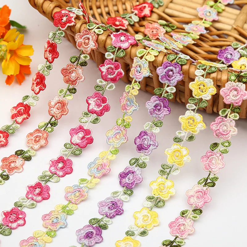 3 Yards 2cm wasser lösliche Stickerei Spitze bunte Segment Färbe linie Blumen Kleidung Zubehör Haarnadel Schmuck Handwerk Zugang