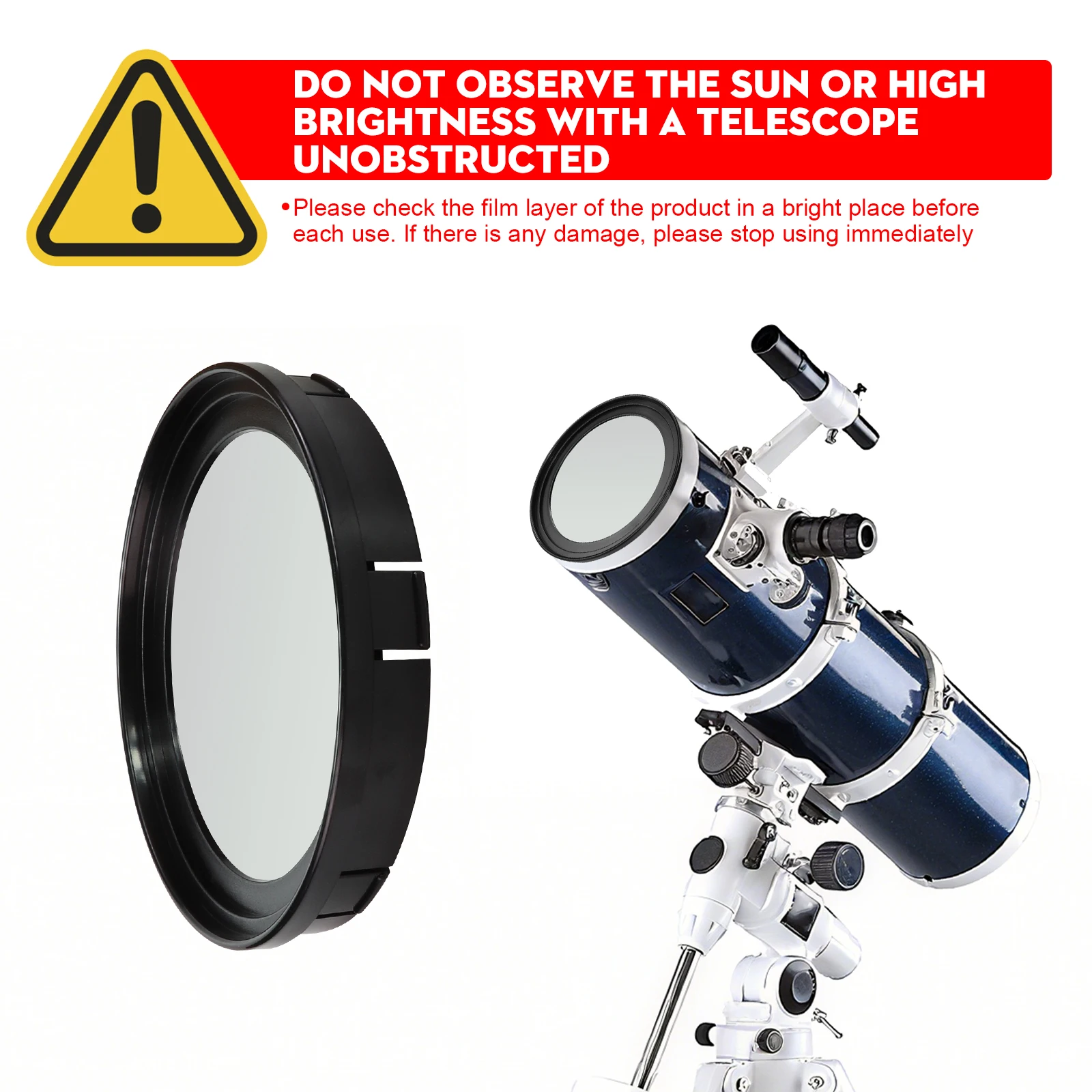 Datyson Solar Filter Cap for Telescope, 168mm Inner Diameter for Safe Sun, Sunspots & Eclipse Observing B5P9968B
