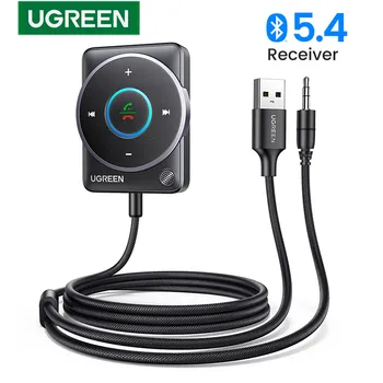 UGREEN USB 블루투스 5.4 차량용 리시버 어댑터, 마이크 및 노이즈 캔슬링, USB AUX 블루투스 리시버 카 키트, 스테레오 오디오