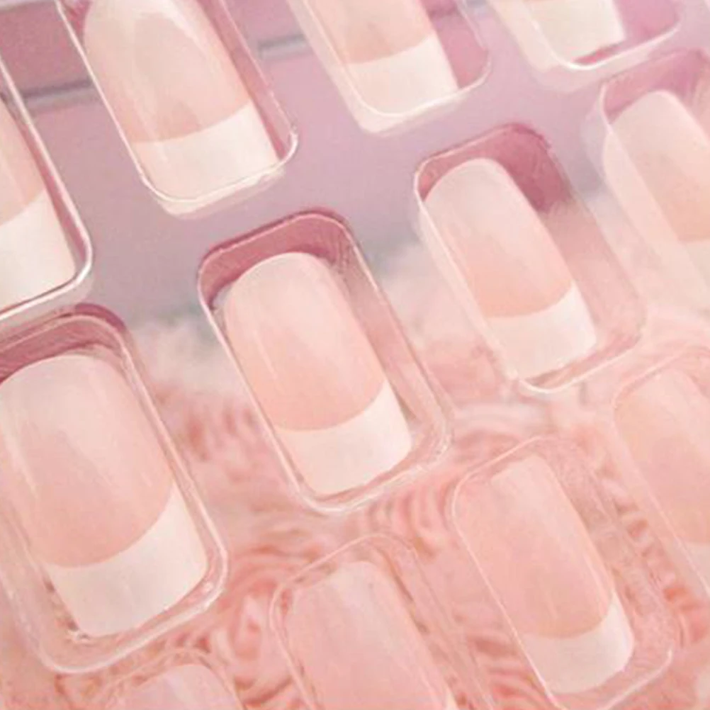 

24pcs French Style Fake Nails Natural Clear False Nail Tips Artificial Full Cover For Gel Acrylic Fiberglass Durable Sturdy Nail