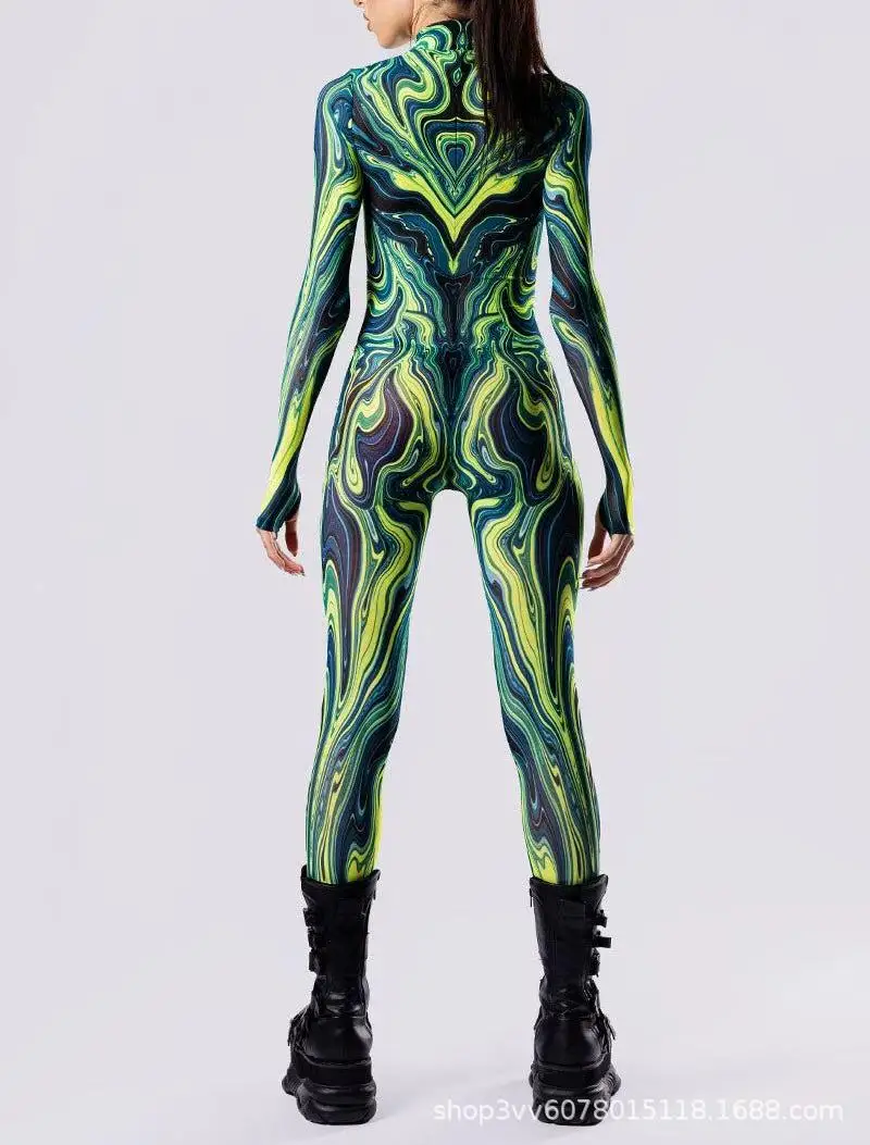 3D-Druck Cyberpunk Damen Strumpfhose Jumpsuit Halloween Feiertagsparty Cosplay Kostüm Elastische Bodysuits Rompers Damen Zentai – Detail 6