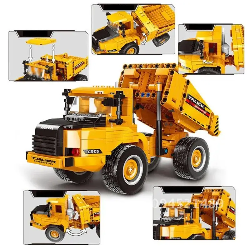 City technical MOC WheelLoader Car Heavy Mining Truck Crane Building Blocks DIY Engineering Excavator Bricks Toy For Children