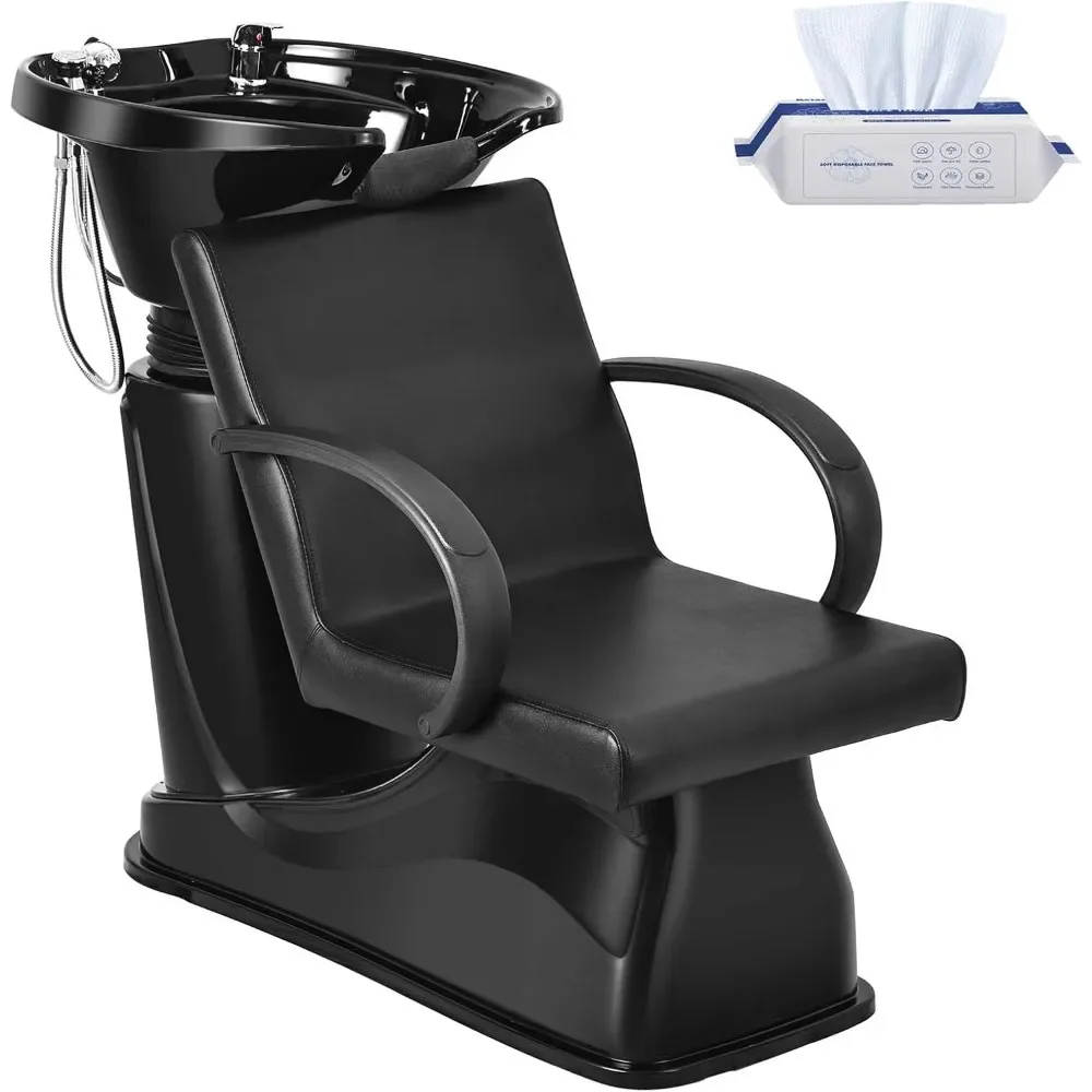 

Shampoo Barber Backwash Chair, ABS Plastic Shampoo Stations for Salons with Chair, Hair Wash Chair Tilting Deep Sink for Spa