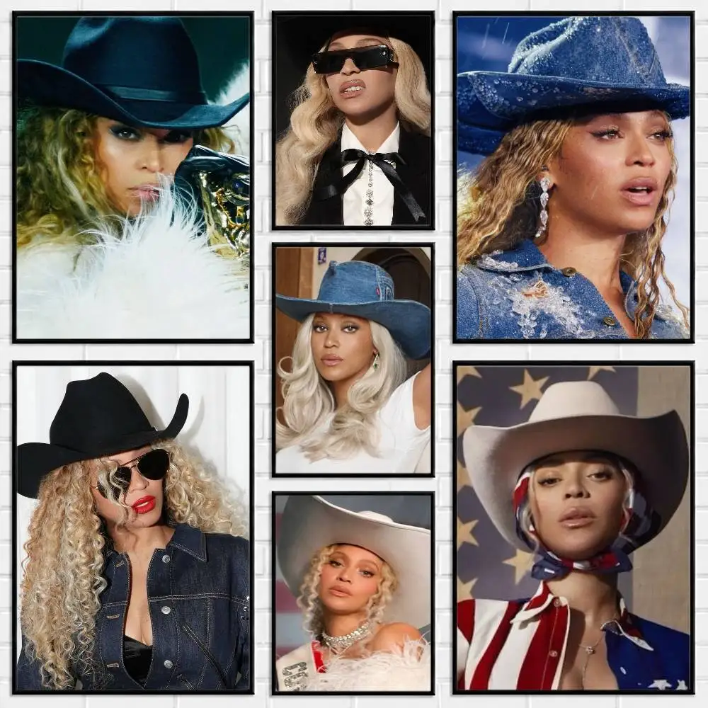 Singer B-Beyonce Carter Cowboy Poster Versatile HD Waterproof Wall Art Self-Adhesive Decor for Any Space Ideal Gift