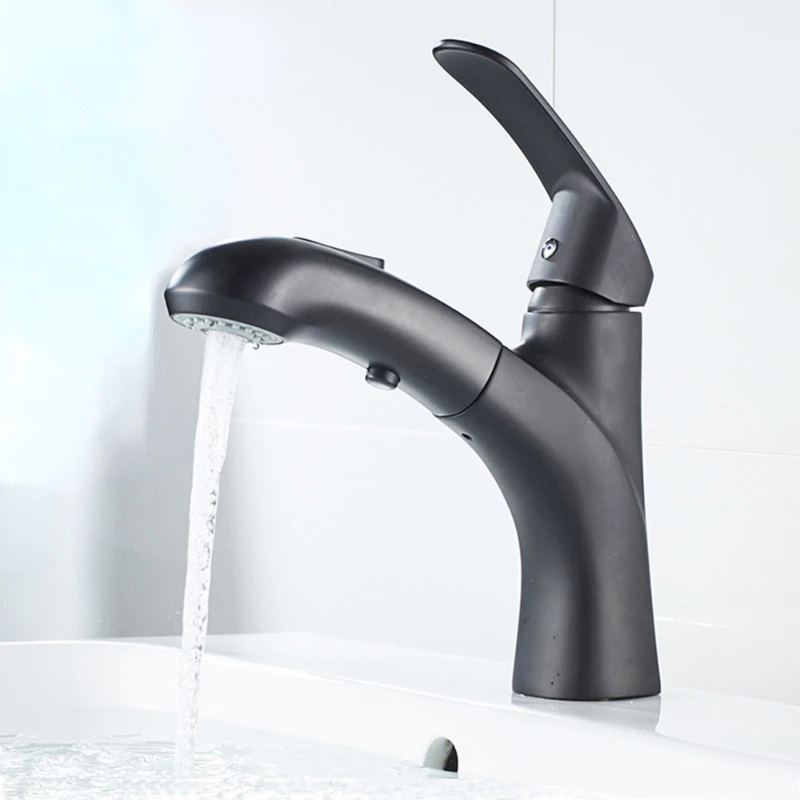 Pull Out Bathroom Faucets Two Model Sprayer Nozzle Single Handle Sink Faucet Hot&Cold Mixer Water Tap