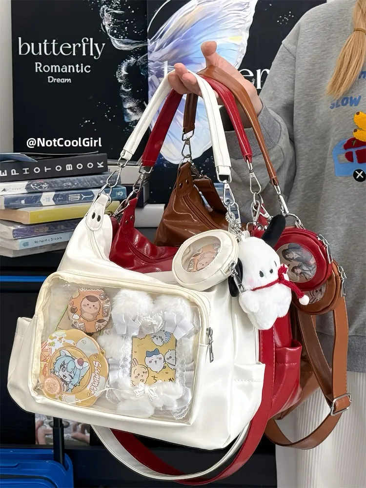 

Transparent PU Crossbody Bag College Sle Hobo Single oulder Underarm Bag Second Time Soft Polyester Casual Cloud Bag