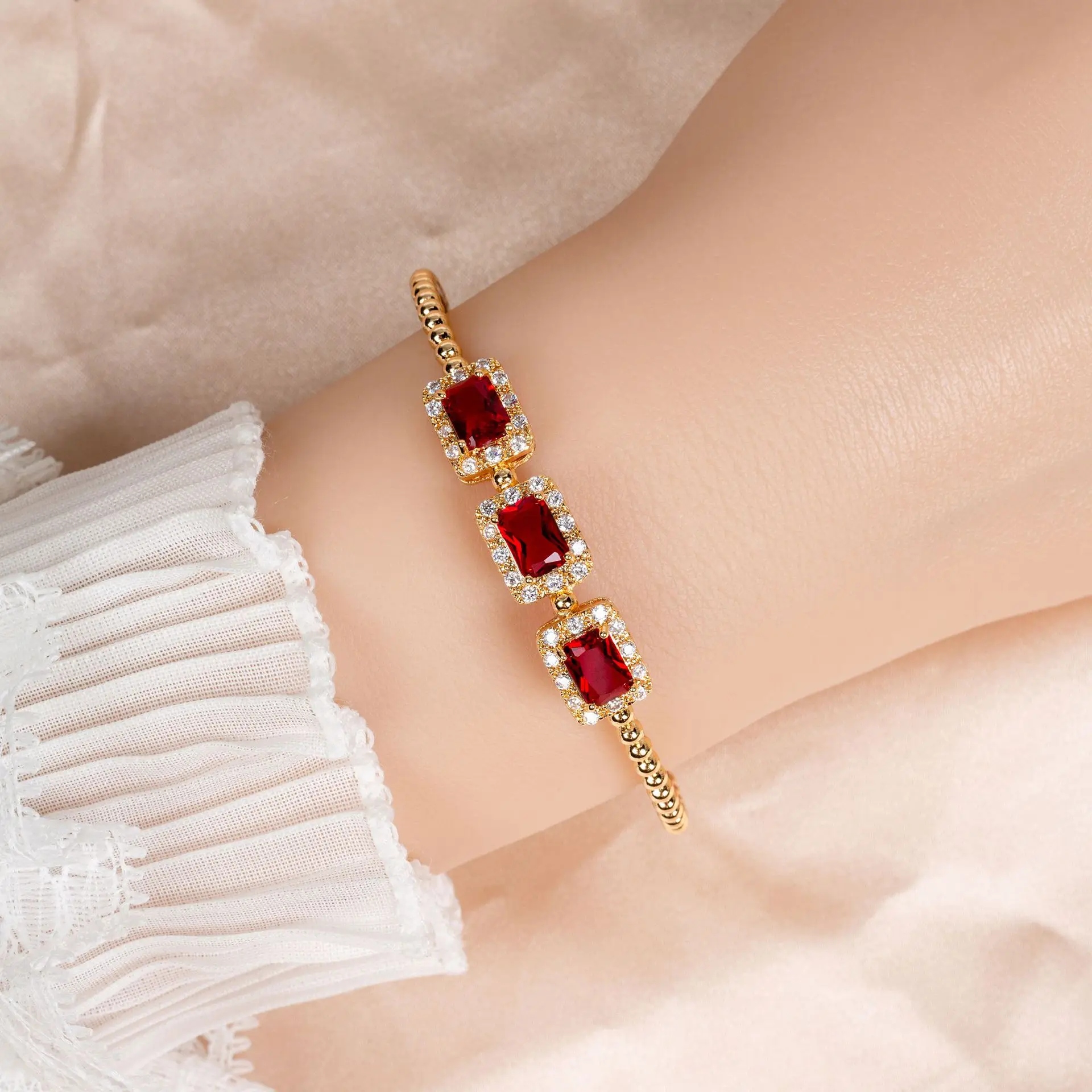 

HIBRIDE Fashion Elegant Square Open Bangle High Quality Jewellery Set Daily Party Banquet Prom Dating Gift Dress Cocktail B107