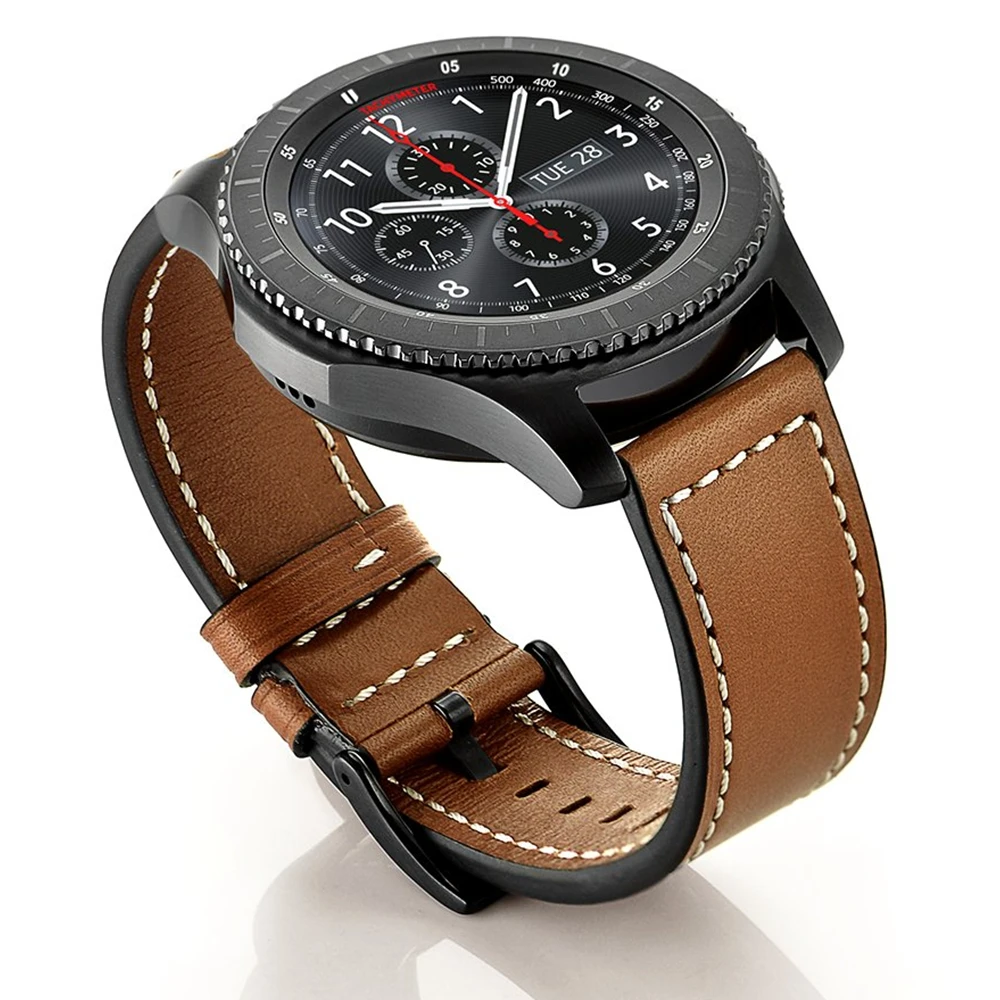 For Galaxy Watch 46mm Bands Gear S3 Bands 22mm Leather Strap Replacement Buckle Band for Samsung Gear S3 Frontier Watch bracelet