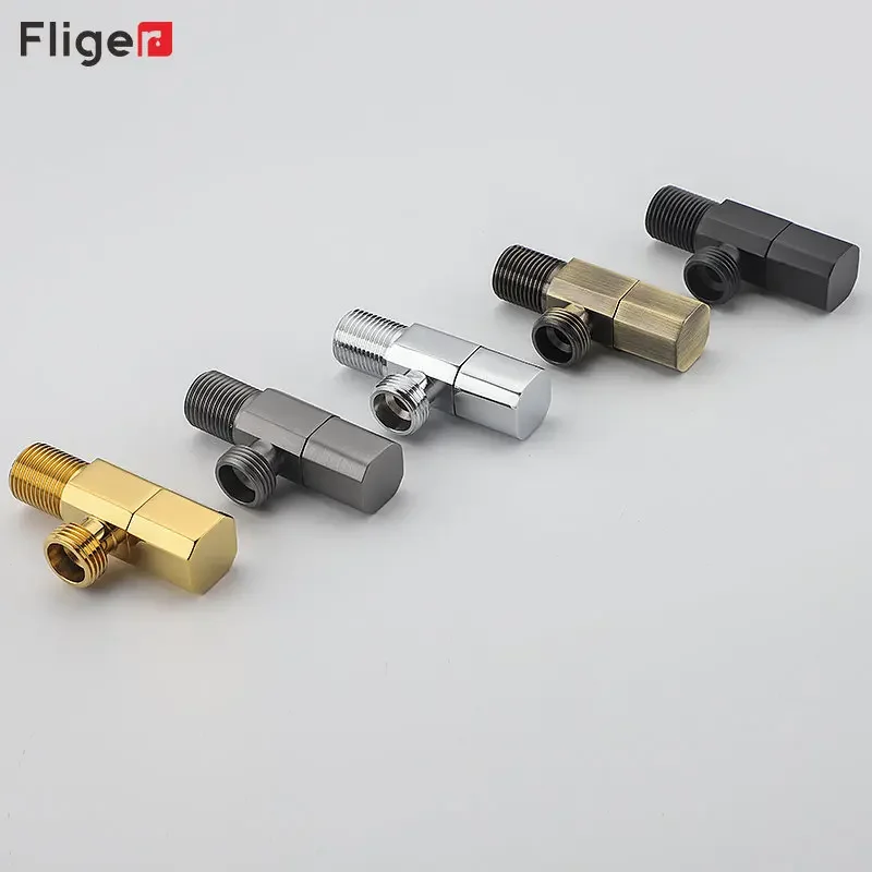 Fliger Gold Angle Valve Brass Inlet Valve Home Water nozzle Single Cold Water Bidet Faucet Valve G1/2 Bathroom Faucet Stop Valve