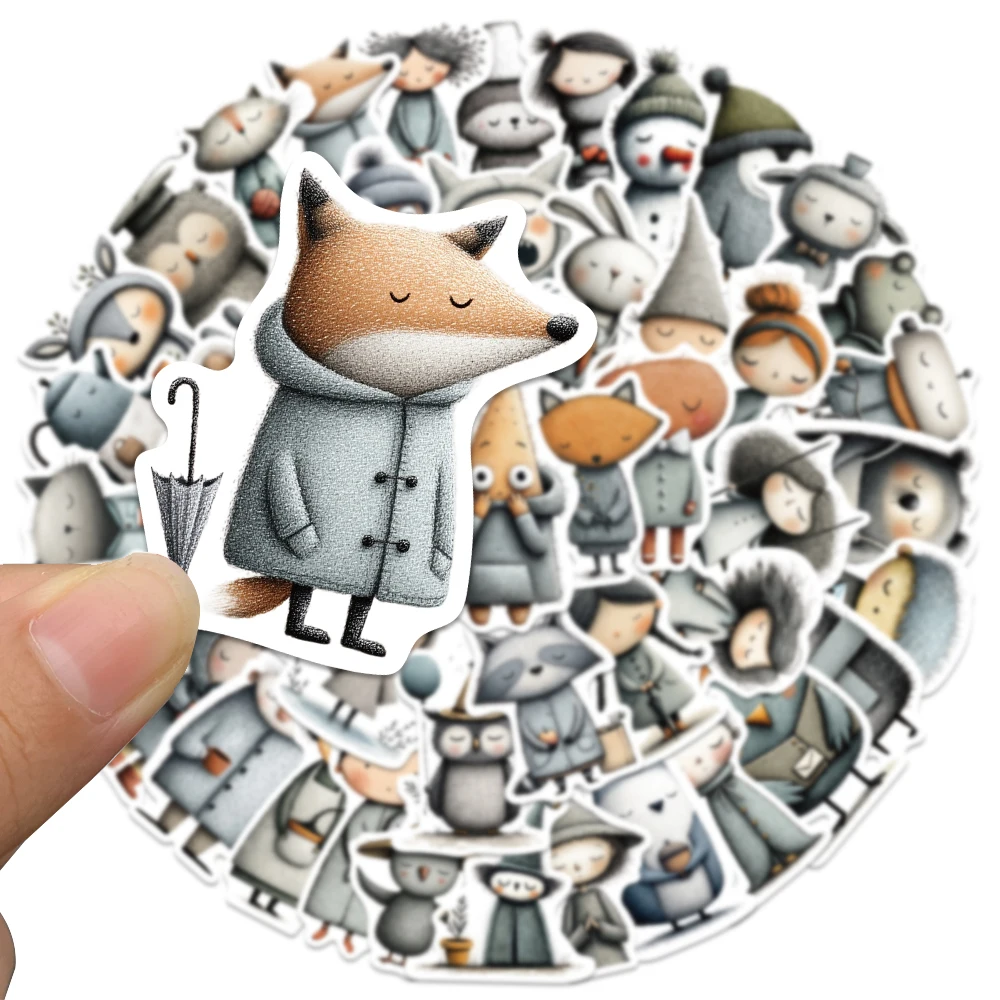 50pcs Cute Sleepy Cartoon Character Sticker Funny Creative Decal For Tablet Computer Phone Case Laptop Envelope Decal Sticker