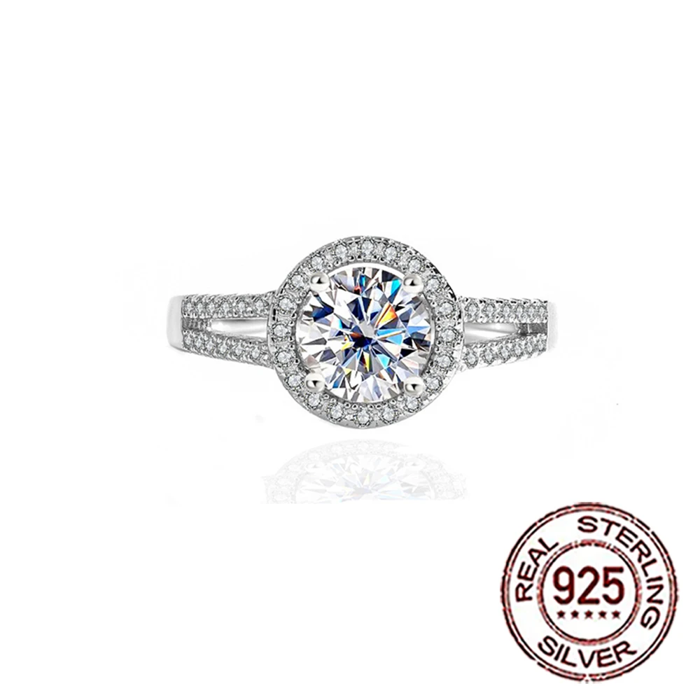 CWWZircons S925 Sterling Silver Gorgeous Round CZ Micro Pave Rings for Women Engagement Wedding Band Lover Jewelry Gifts SR054