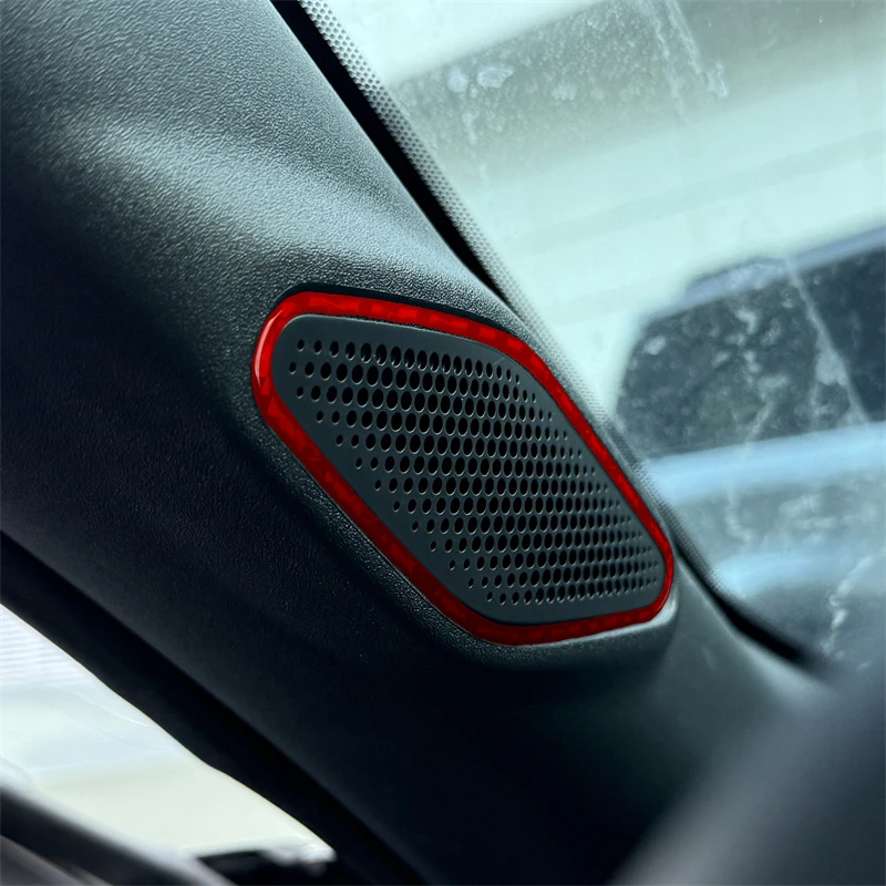 A-Pillar Speaker Panel Trim Sticker Decoration Car Interior Decor Tuning Accessories Carbon Fiber For Ford Mustang GT 2024 2025