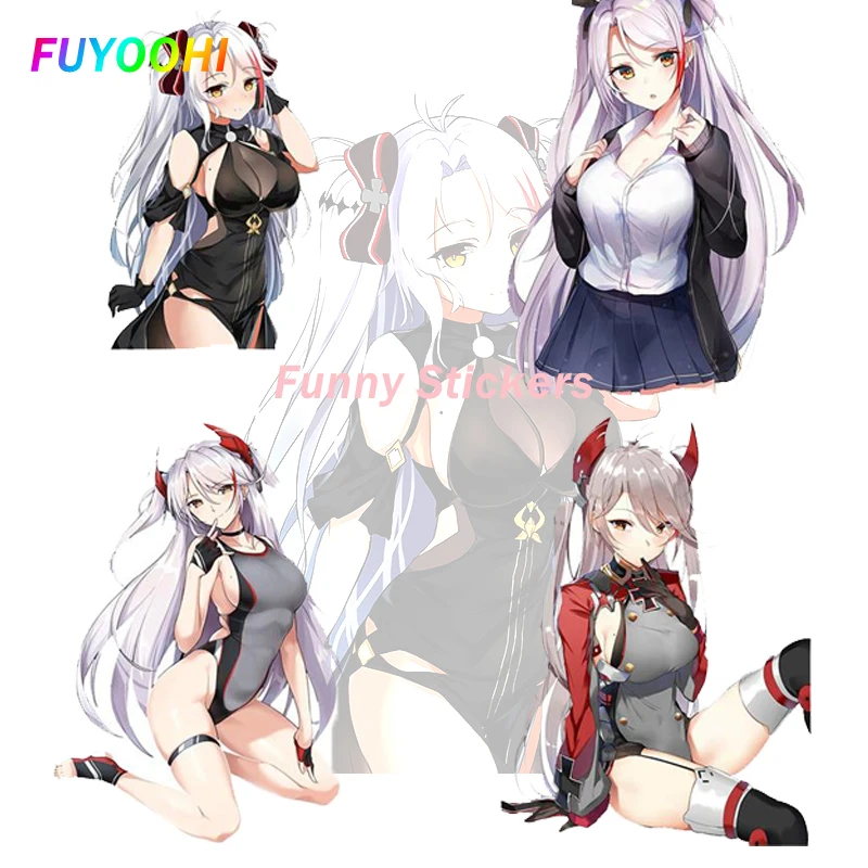 FUYOOHI Play Stickers for Prinz Eugen Azur Lane Car Stickers Anime Graffiti Motorcycle Car Assessoires Sticker Decor PVC Decal