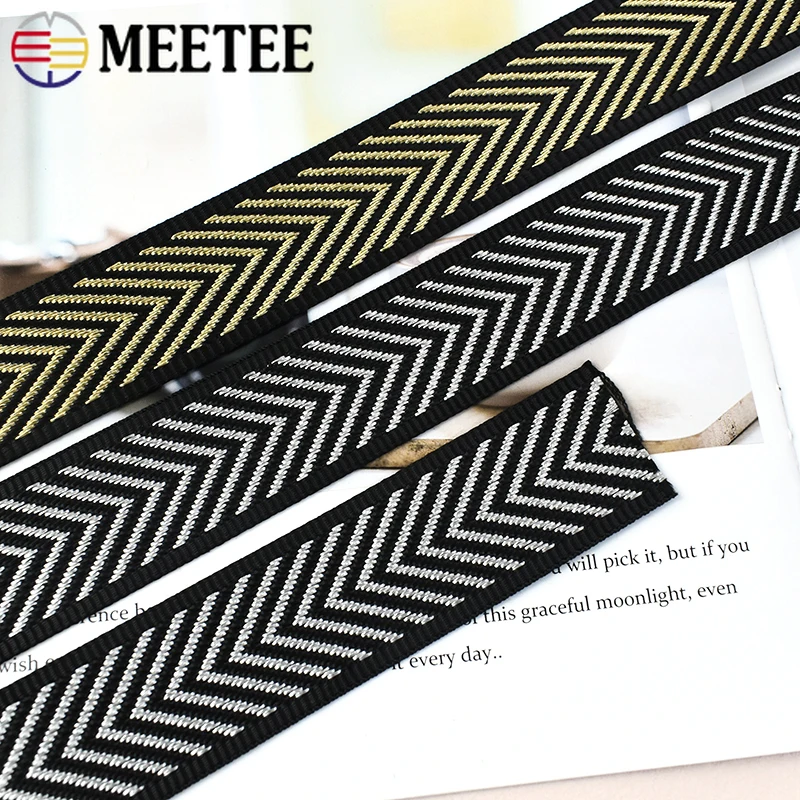 Meetee 2/5Meter 38mm Nylon Jacquard Ribbon Tape Decorative Webbing Band Bag Strap By The Meter Clothes Belt Sewing Bias Material