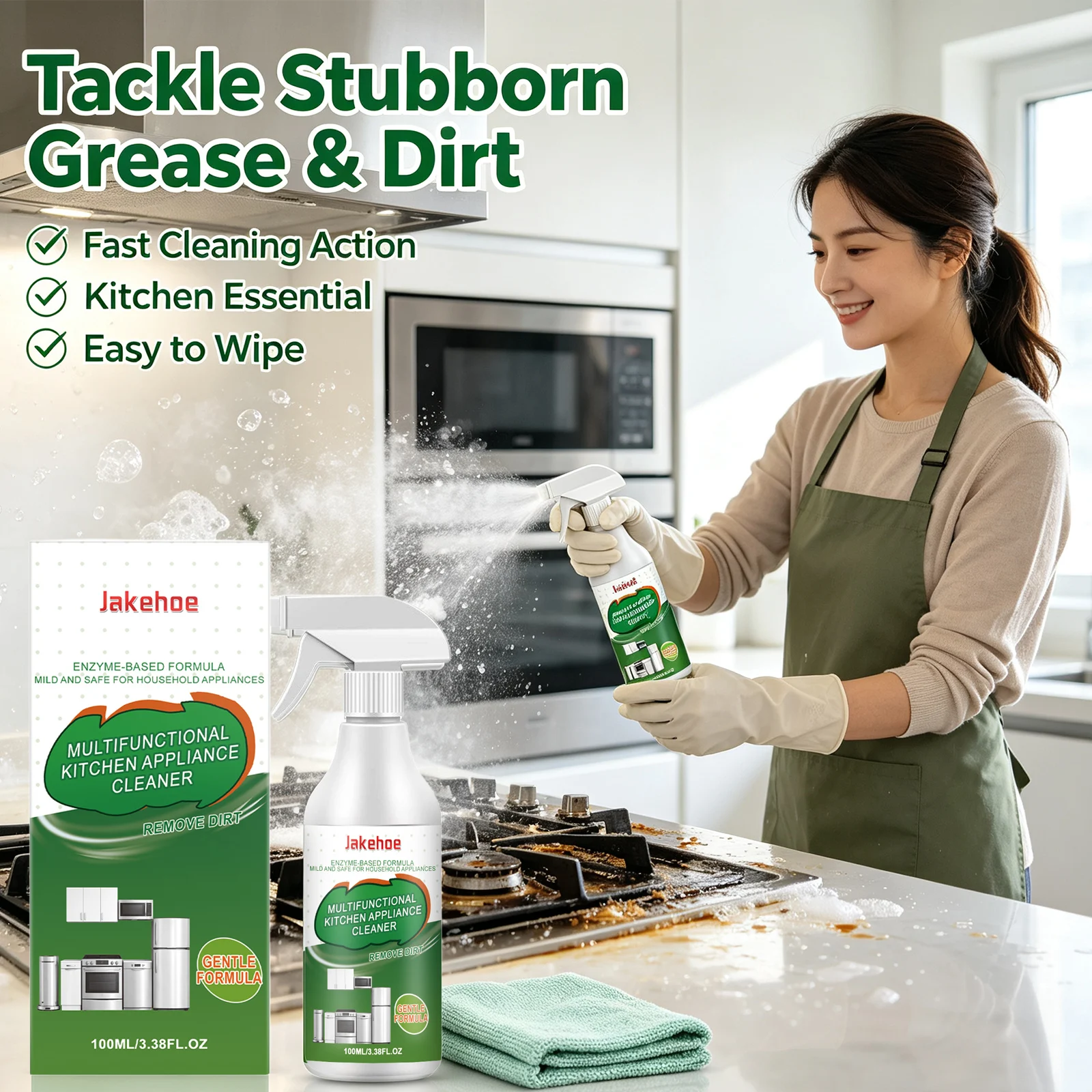 Kitchen Multifunctional Appliance Cleaner Removing Oil Stains Reduce Odor Restore Surface Gloss Stoves Oven Grease Removal Spray