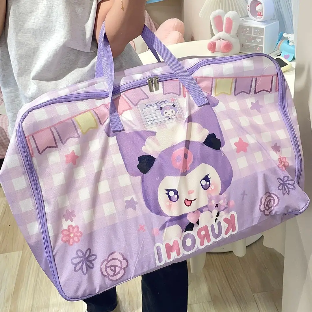 Colcha de armazenamento duffel saco organizador de roupas domésticas à prova de umidade em movimento bagagem saco de viagem grande capacidade dos desenhos animados olá kitty