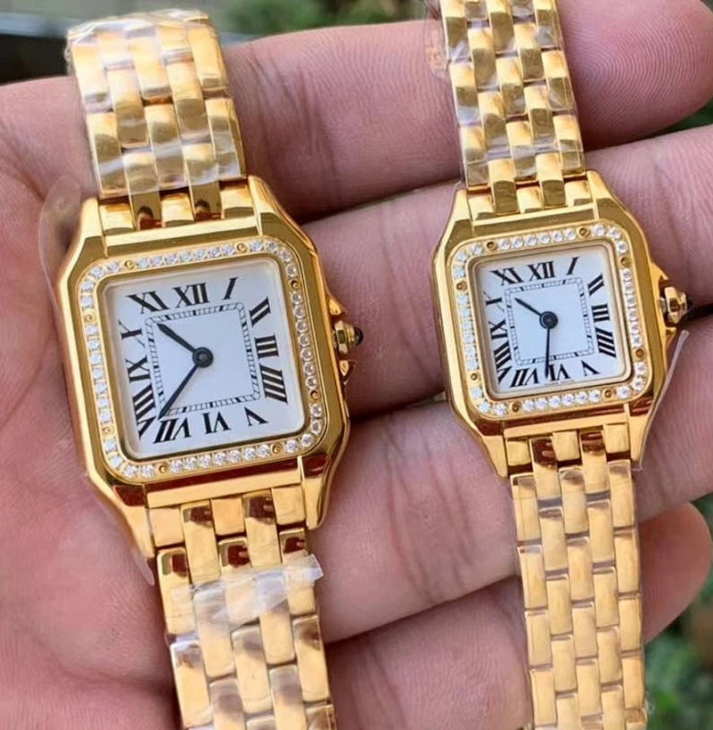 Fashion Brand Wrist Watches Woman Girl Ladies 27mm 22mm Square Dial High Quality Steel Metal Band Quartz Luxury Clock CT13 Watch