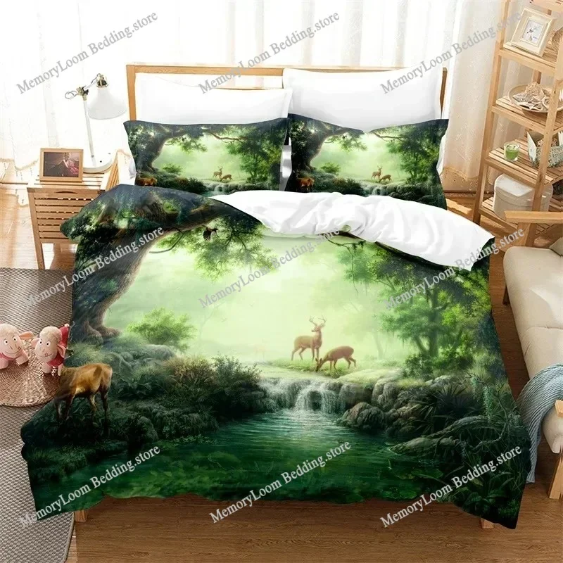 Natural Scenery Duvet Cover Set Forest Bedding Set Quilt Cover Queen Bed Luxury Comforter Bed Cover Set