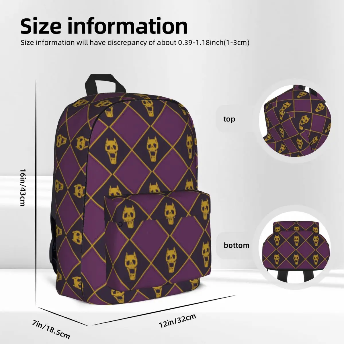 Killer Queen Kira Yoshikage Skull Backpack Jojos Bizzare Adventures Lightweight Backpacks Modern Bags Camping Designer Rucksack