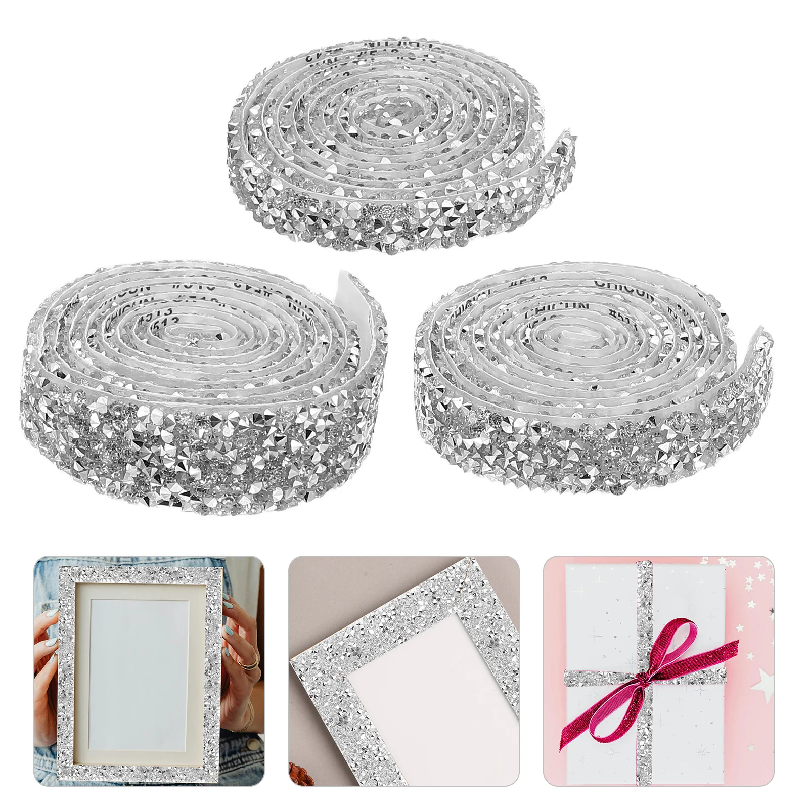 

3 Rolls 10Mm 15Mm 20Mm Flashy Rhinestone Strips Self Adhesive Ribbon For Craft Jewelry Clothing Decor Diy Projects Wedding Trim