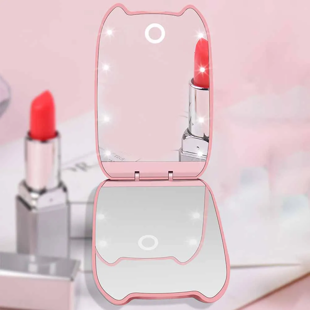 

Folding Mirror Double-sided Makeup 2X Magnifying Mirror. Portable Compact Pocket LED