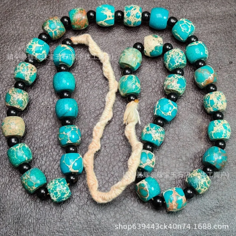 Vintage Turquoise Bracelet Men And Women, Old Style , Single Circle Handheld Buddhist Prayer Beads, Sweater Chai