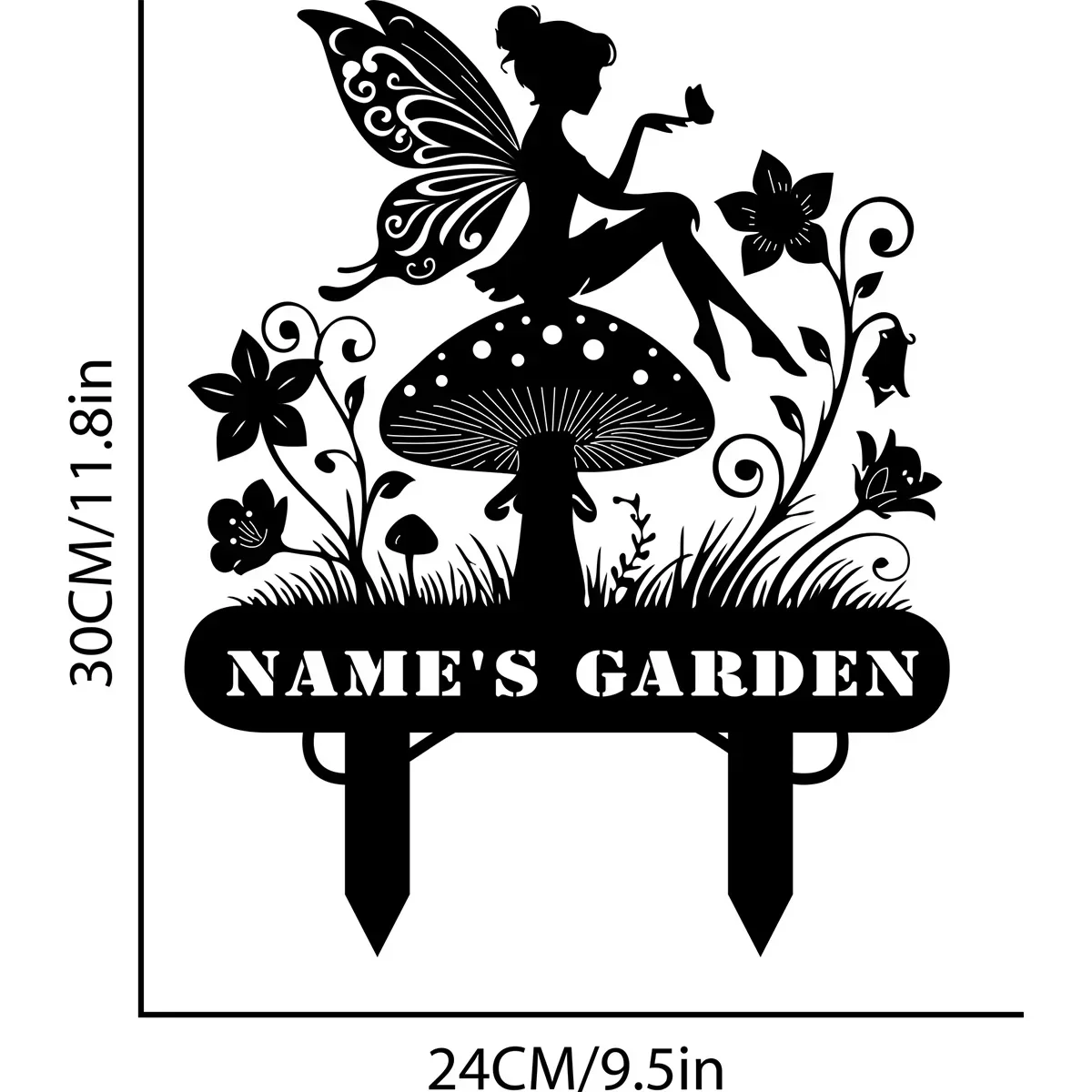 Delightful Metal Fairy Garden Art with Custom Name Sign - Perfect for Adding A Personal Touch To Your Garden Realm