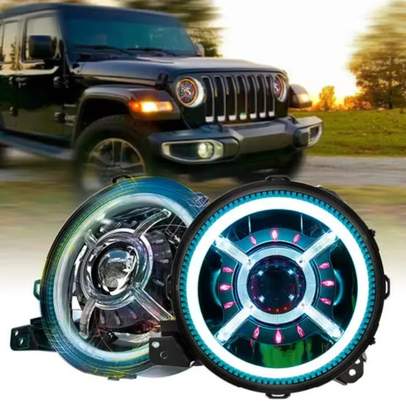 9 Inch RGB Halo LED Headlight Auto Lighting Front Lamp for Off-Road Vehicle