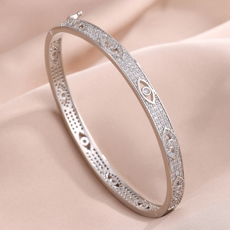 Yupsk 2 Stück/Set glänzendes Zirkonia-Armband-Set aus Kupfer und Edelstahl für Damen und Herren, modische trendige Armreifen, Schmuck, Geschenk – Detail 5