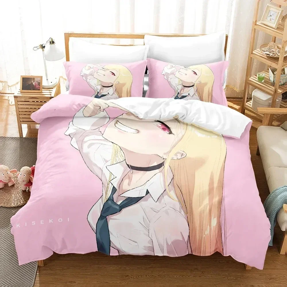 

3D My Dress Up Darling Anime Kitagawa Marin Bedding Set Duvet Cover Sheet Printed Bed Set Pillowcase Bed Size Comforter Bedroom