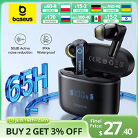 Baseus Bowie 30 Wireless Earphones 50dB Noise Reduction 65Hrs Long Playtime Bluetooth 5.3 Earbuds 6 Mics AI Call Clear Big Bass