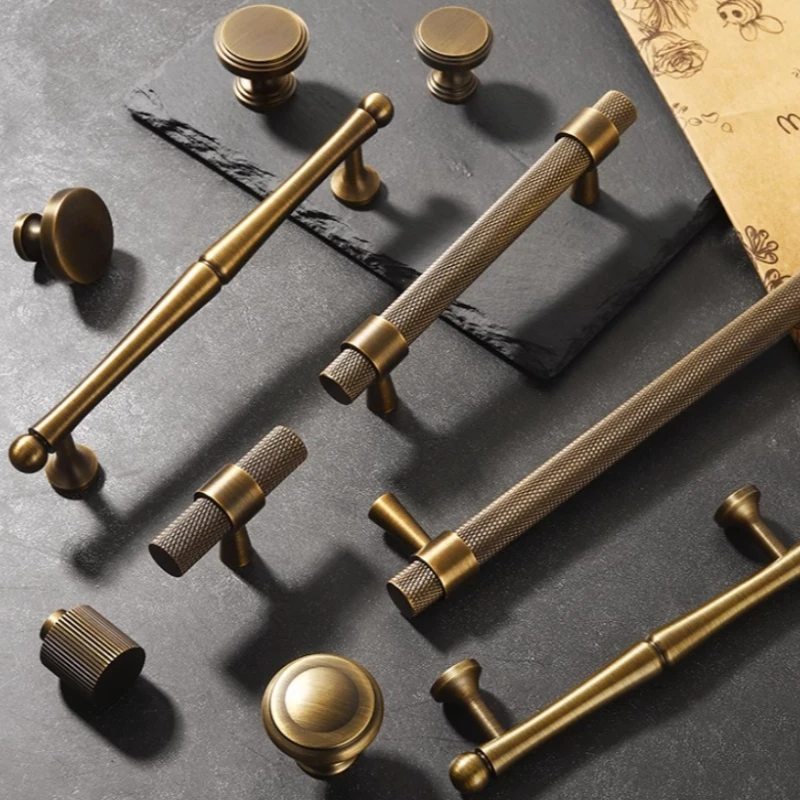 

Твердая латунь с накаткой в стиле арт-деко в стиле ретро, антикварный индустриальный стиль, кухонный шкаф, ручка ящика для шкафа, Т-образная планка