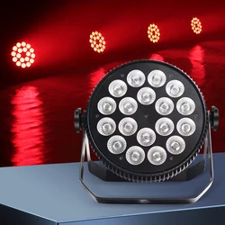 18X18W Aluminum LED Par Light RGBWA UV 6in1 Flat Par Light DMX512 Professional Stage Lighting Equipment for Disco Nightclub Bar