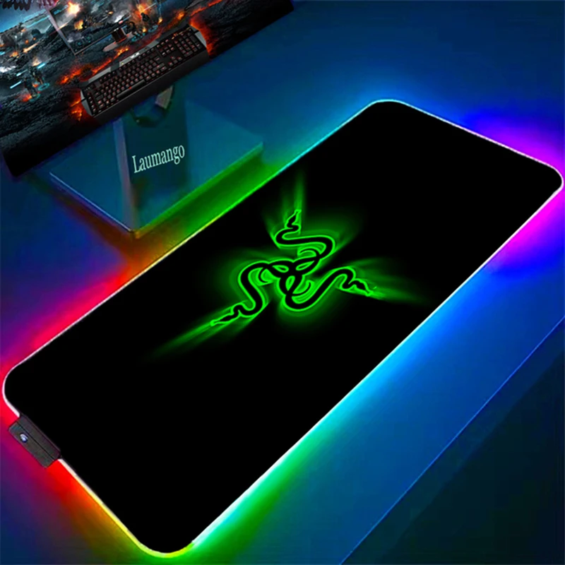 Razer Mouse Pad RGB Pc Accessories LED Gaming Mousepad Desk Mat E-sport Table Protector Neon Keyboard Mat Backlit Carpet Rug