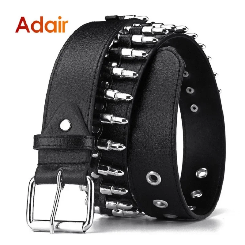 Vintage Punk Genuine Leather Belts For Man Fashion Trend Hollow Rivet Personality Male Waistband Strap Men Luxury Brand DT039