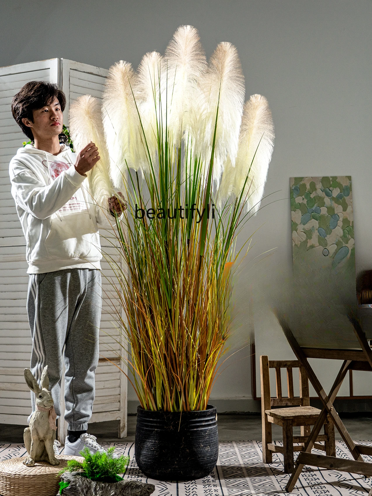 

Reed Grass Artificial Flower Plant Fake Trees Indoor Living Room Greenery Landscaping Bonsai Decoration Ornaments