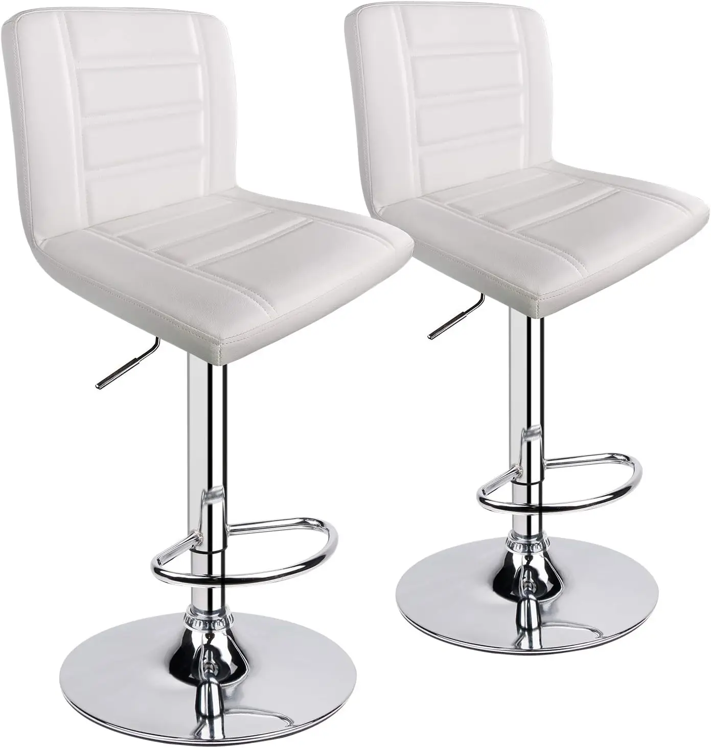 

Leopard Bar Stools Set of 2, Modern Adjustable Bar Stool with Back, Straight Line Swivel Barstool (White)