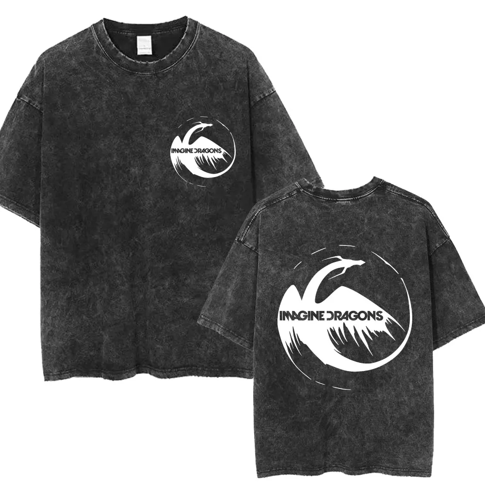 Imagine Dragons Band Loom Tour 2025 Washed T Shirt Men Women Fashion Hip Hop Vintage Tshirt Cotton Loose Popular Street T Shirts image 5