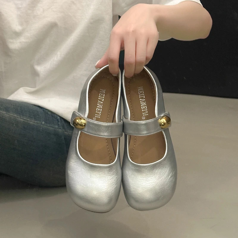 

HKDQ 2025 Новые дизайнерские туфли Мэри Джейн на плоской подошве для женщин, разноцветная легкая удобная повседневная обувь, женские весенне-осенние лоферы