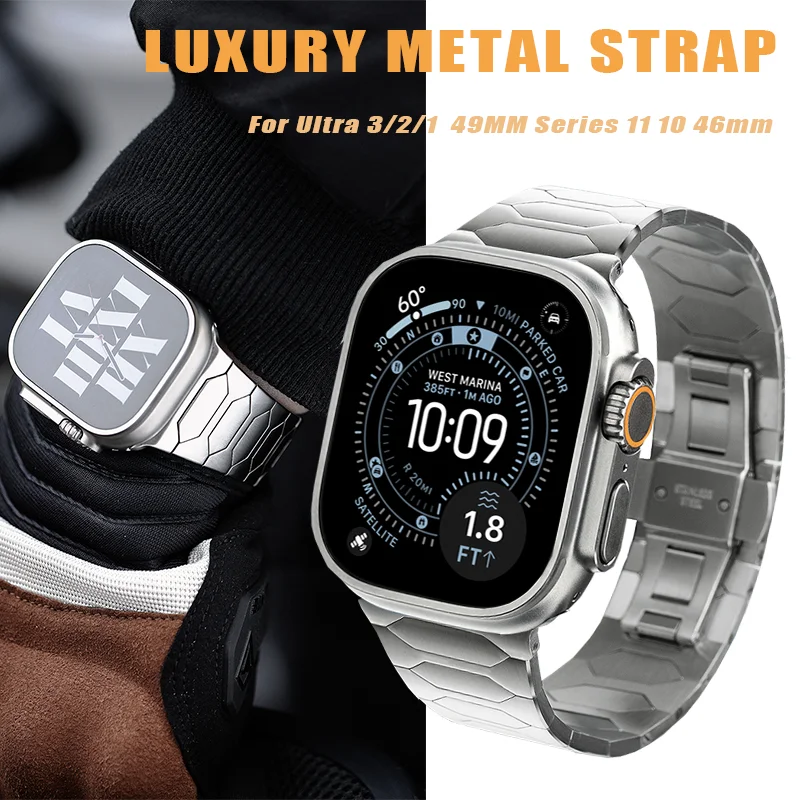 

Luxury Stainless Steel Strap For Apple Watch Ultra 3 2 1 49mm Metal Band For Iwatch Series 11 10 9 8 7 6 SE3 46MM 45MM 44MM 42mm