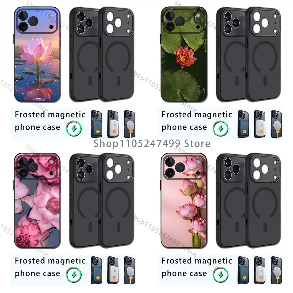 

lucky Five Golden Lotus Pattern Phone Case For iPhone 17,16,15,14,13,12,11,Pro,Max,Plus,E,Air,Mini Magnetic Magsafe Frosted