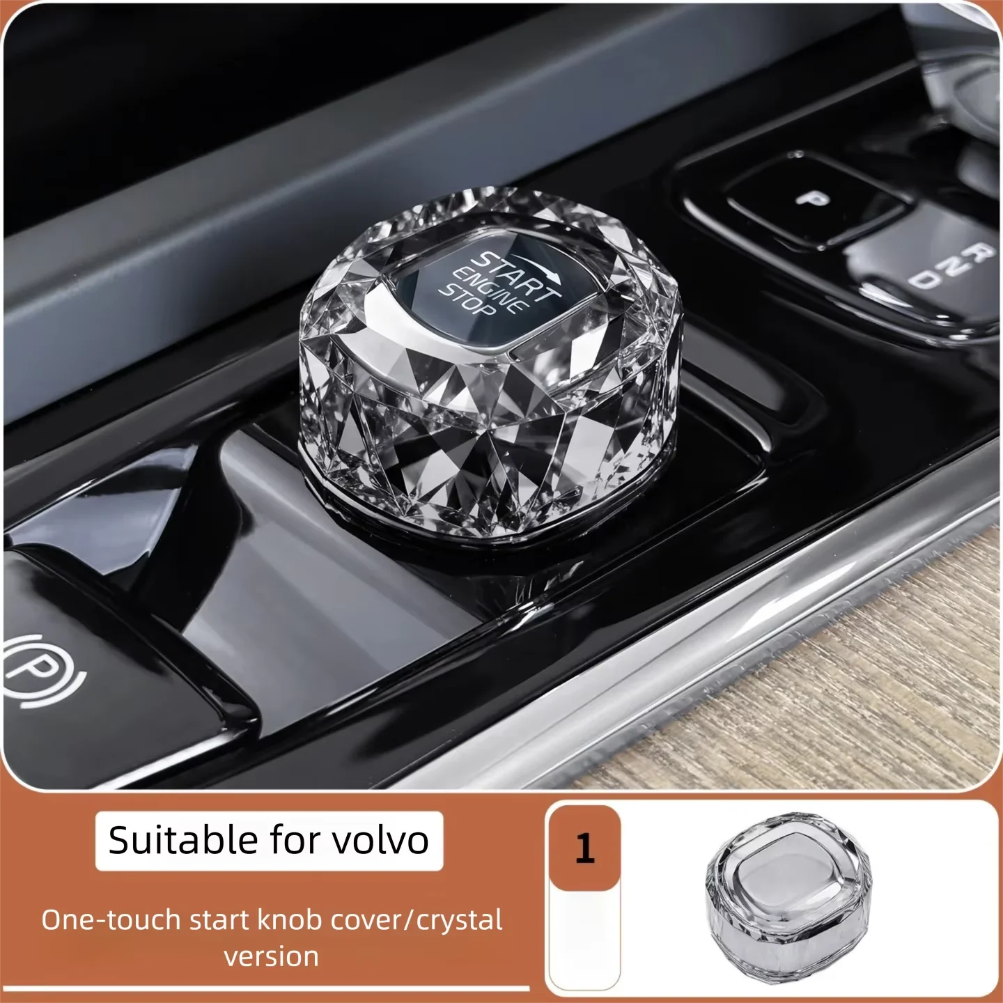 Suitable for Volvo XV60/S90/XC90/S60/V90 One Piece Starting Crystal Knob Cover Interior Modification Accessories
