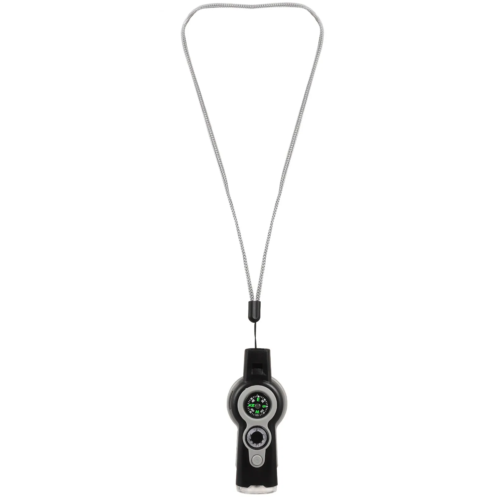 Loud Crisp 7-in-1 Survival Whistle Outdoor Life Saving Equipment Compass Thermometer LED Light Magnifying Glass Reflector