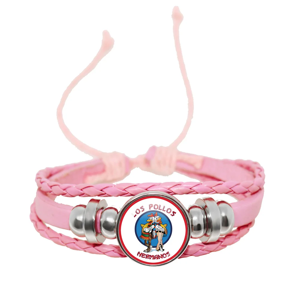 Los Pollos Hermanos Leather Rope Bracelet Fried Chicken Brother Tv Series Black Pink Blue Purple Red Bracelets